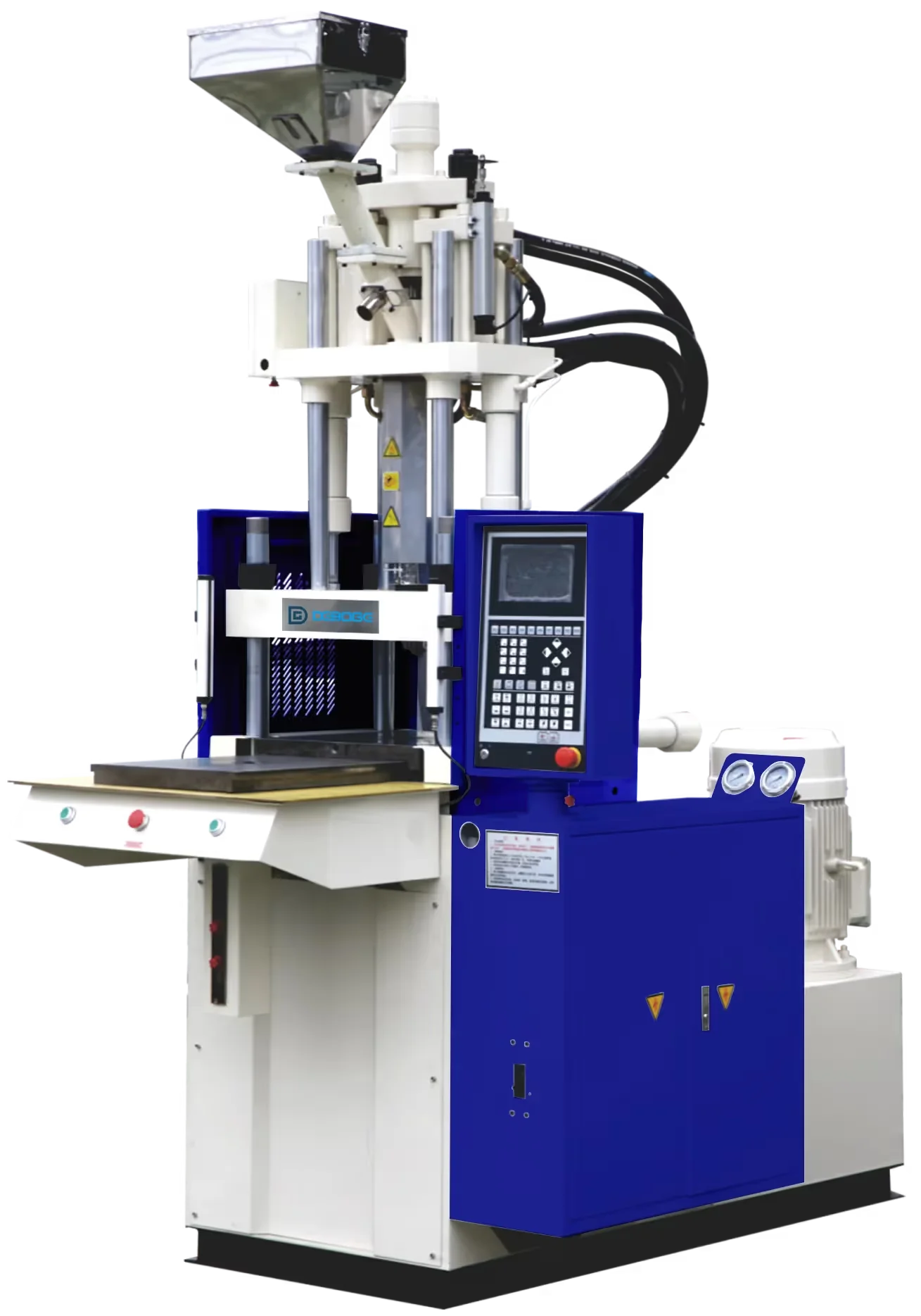 Single slide table vertical injection molding machine